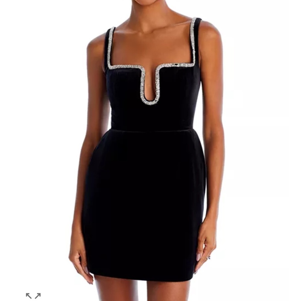 Self-Portrait Black Velvet Rhinestone Mini Dress
